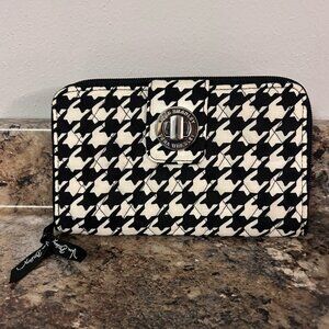 Vera Bradley Black & White Houndstooth RFID Turnlock Wallet